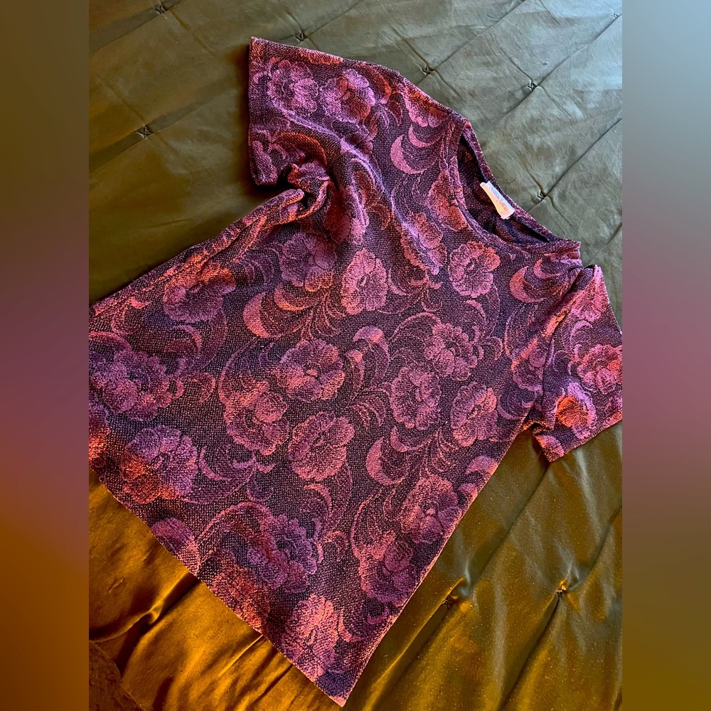 NEIMAN MARCUS Rusted Pink Floral Blouse